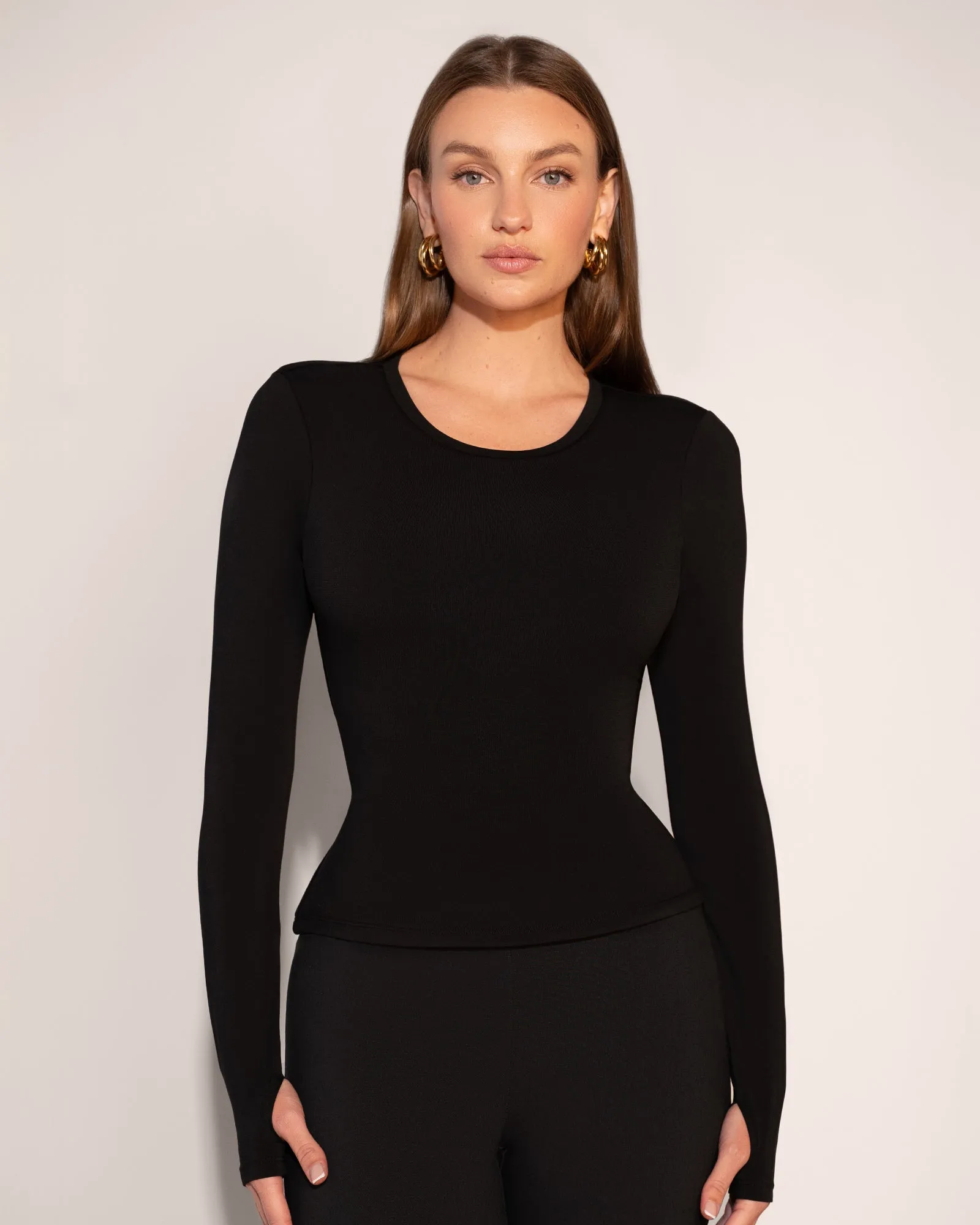 Shapey Crew Neck Top - Soft Sheen Jersey Black sold by TA3 product image thumbnail 4