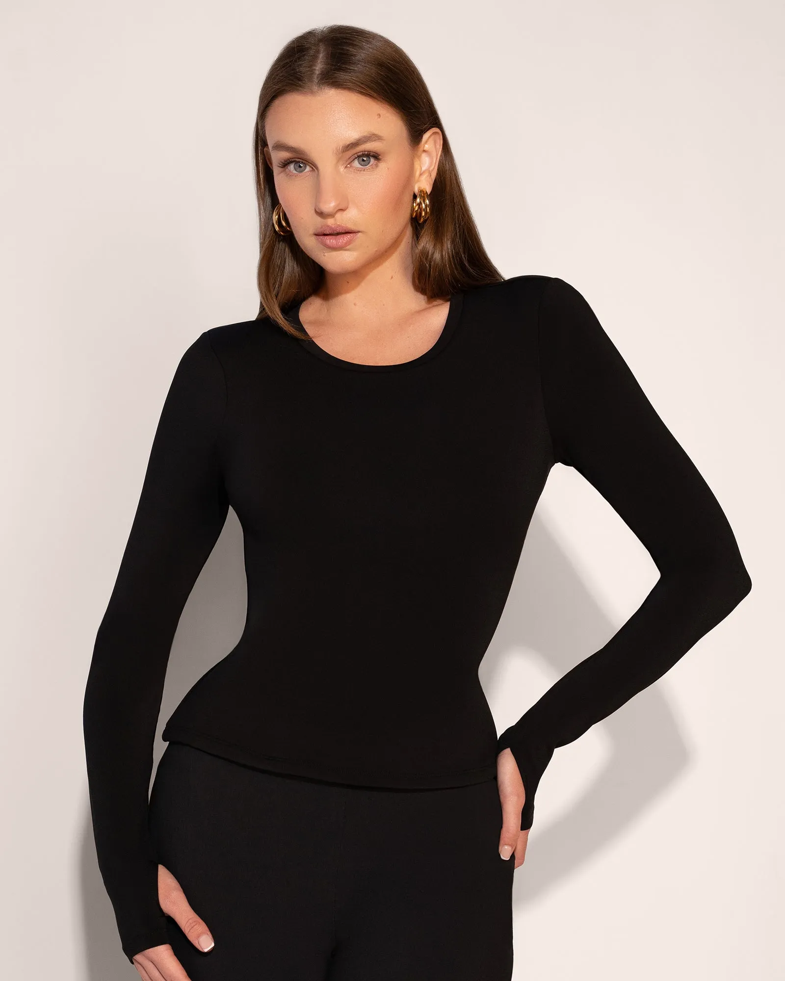 Shapey Crew Neck Top - Soft Sheen Jersey Black sold by TA3 product image thumbnail 2