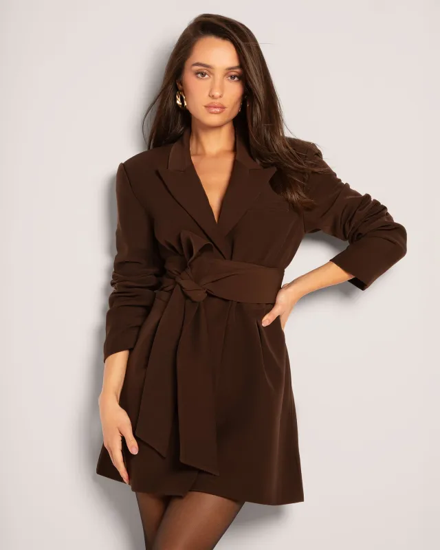 Structured Blazer Dress - Espresso sold by TA3