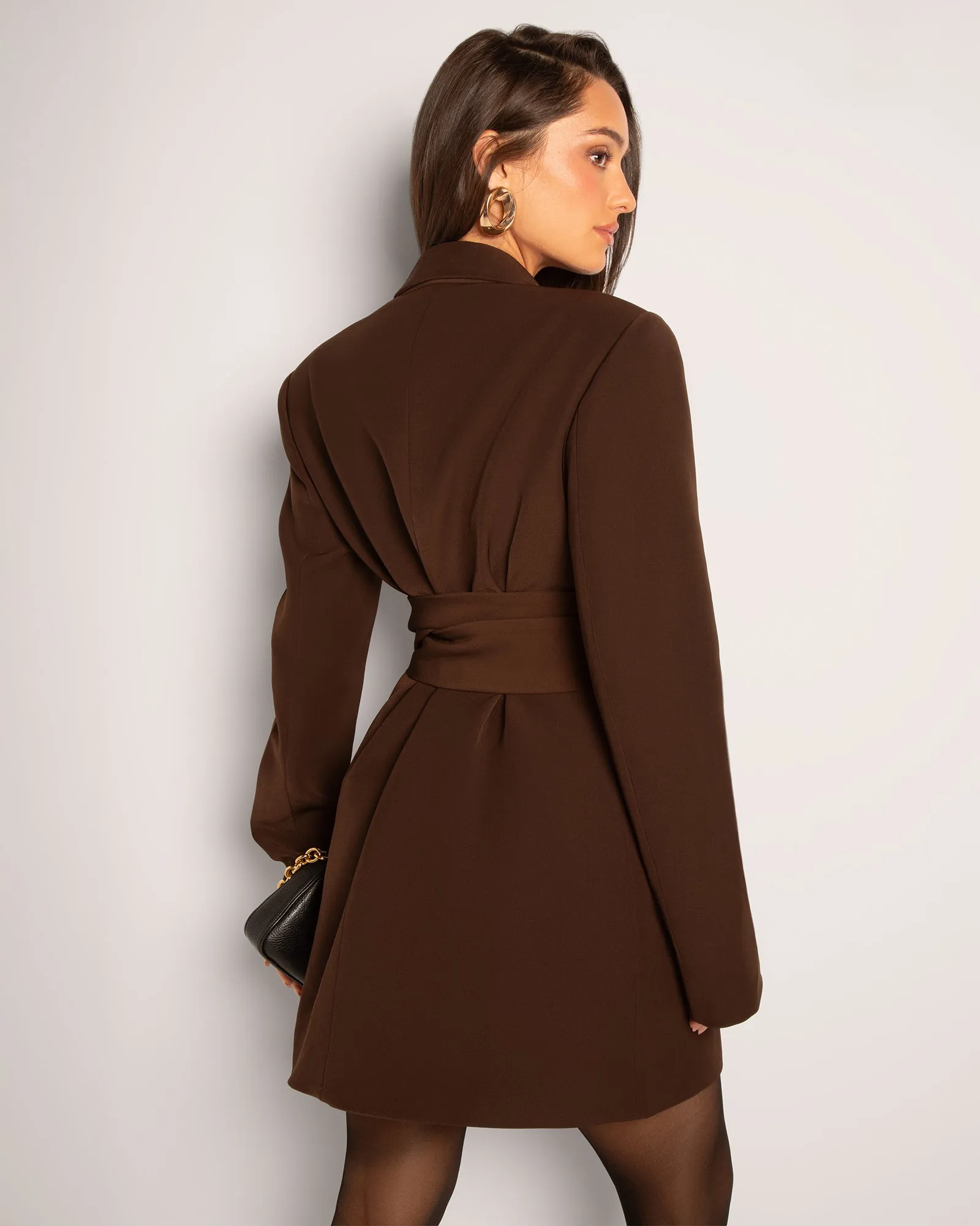 Structured Blazer Dress - Espresso sold by TA3 product image thumbnail 4