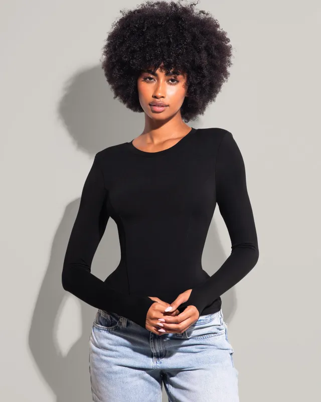Shapey Crew Neck Top - Soft Modal Jersey Black sold by TA3