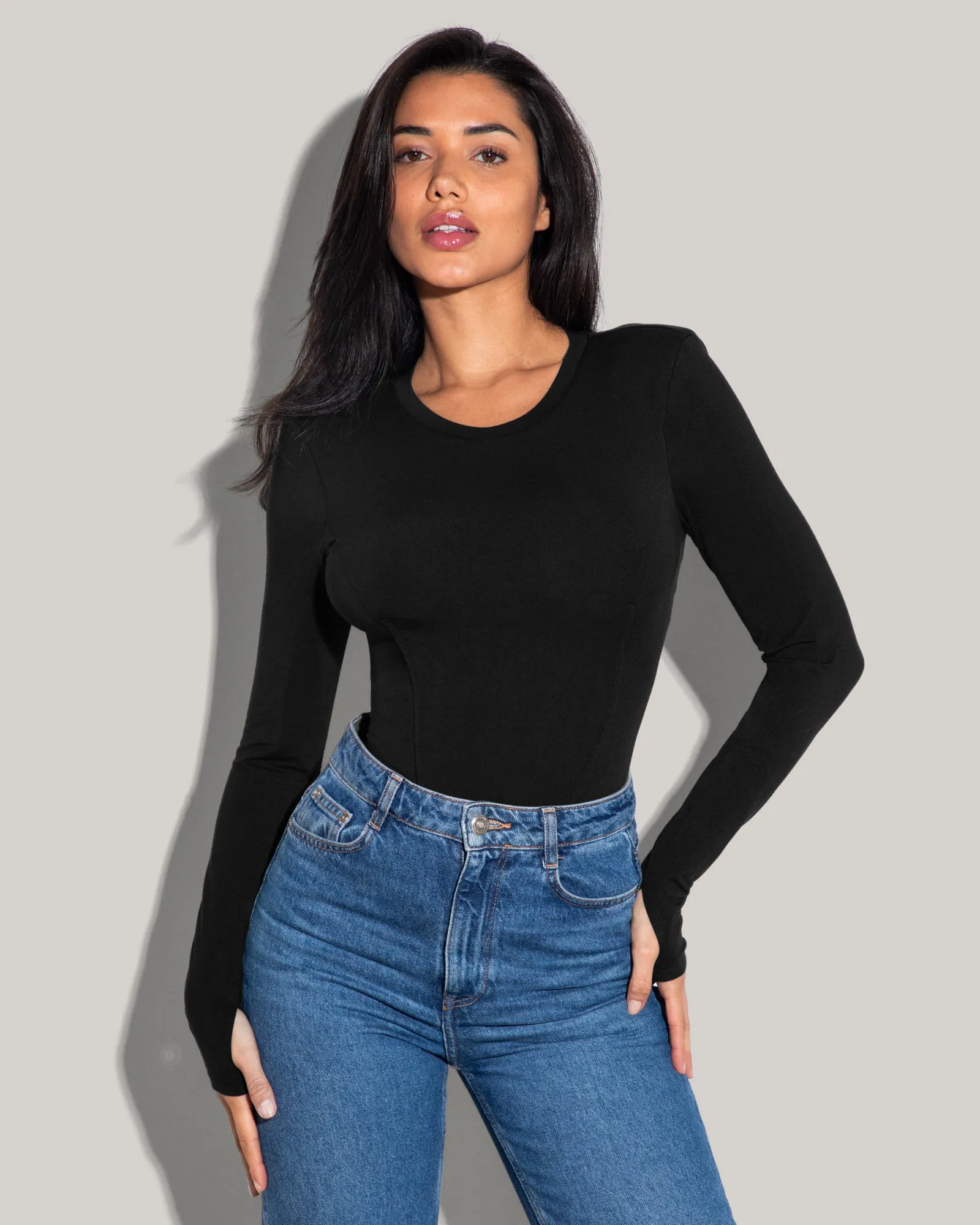Shapey Crew Neck Top - Soft Modal Jersey Black sold by TA3 product image thumbnail 3