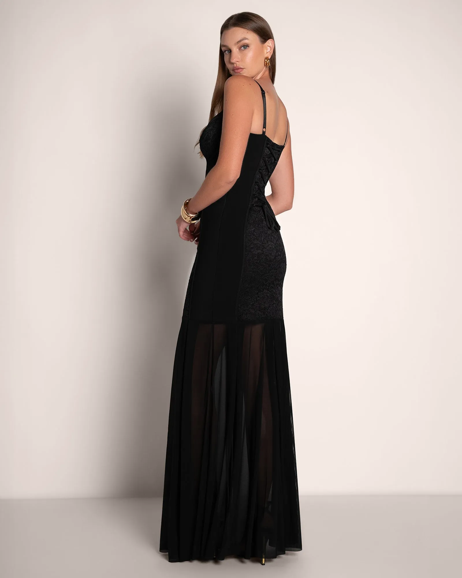 Vixen Seamed Flare Maxi Dress - Lace Black sold by TA3 product image thumbnail 2