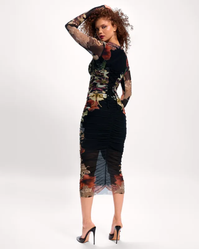 Sweetie Long Sleeve Midi Dress - Moody Floral made by TA3