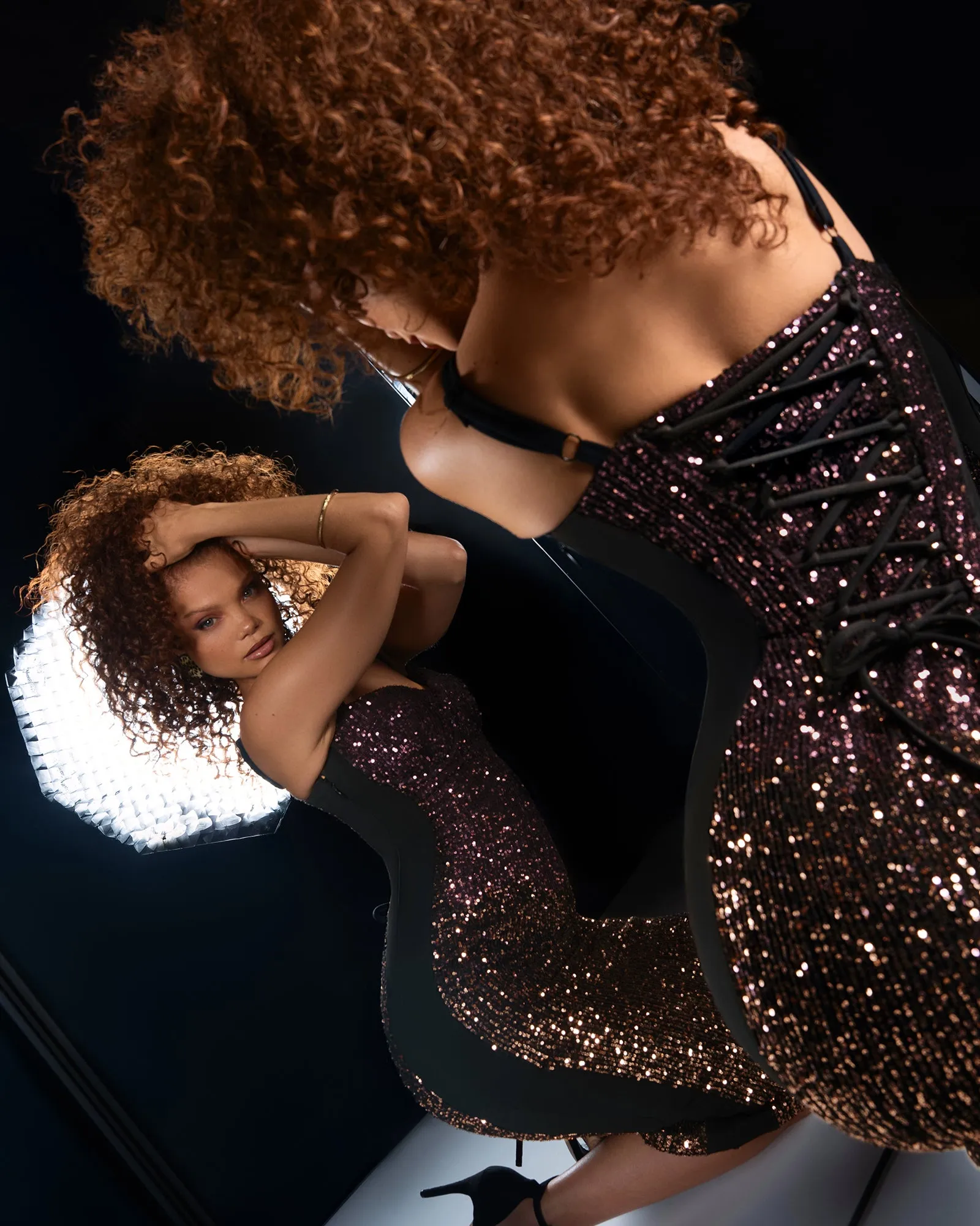 Seamed Lushy Midi Dress - Sequin Ombre Bronze/Plum sold by TA3 product image thumbnail 4