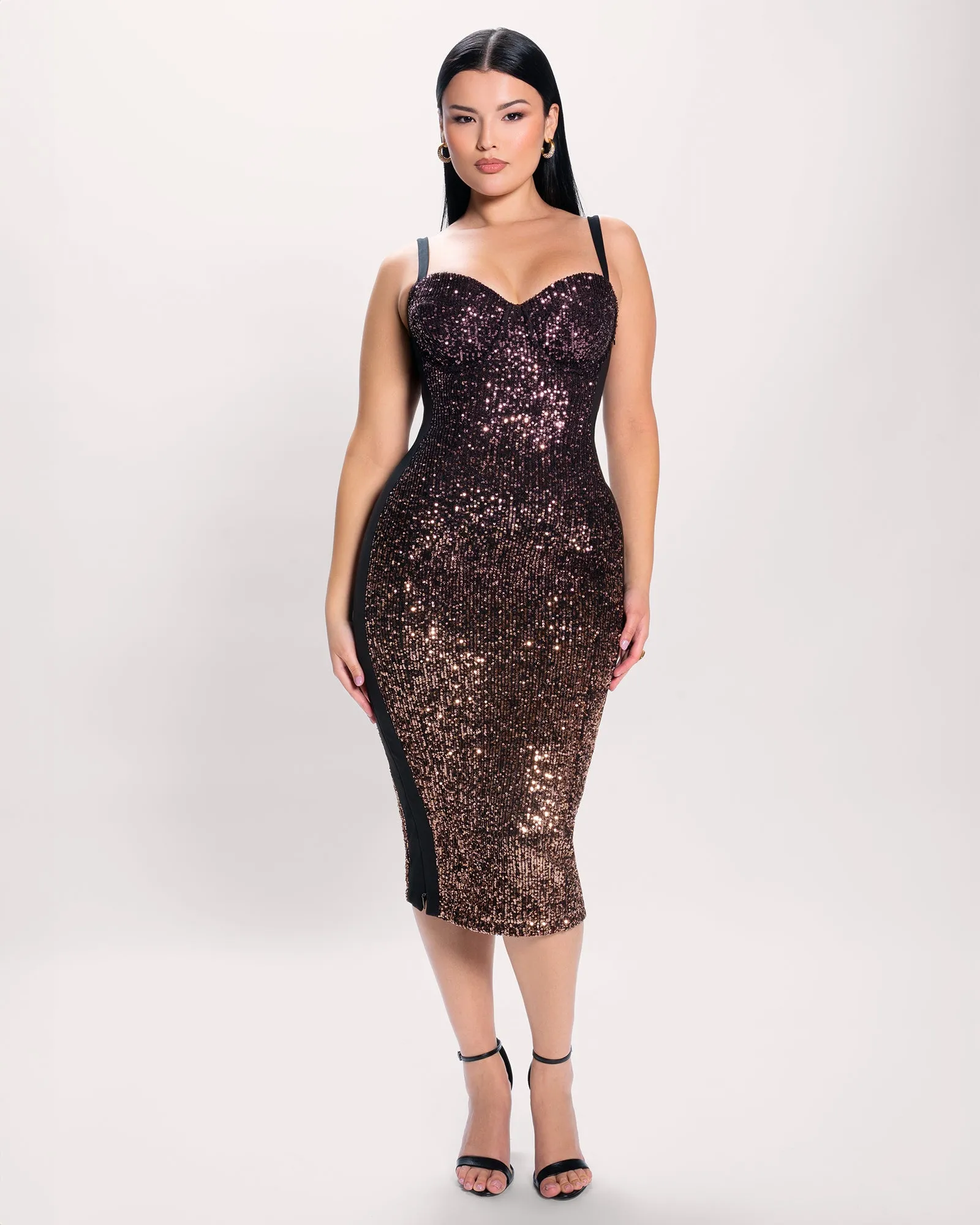 Seamed Lushy Midi Dress - Sequin Ombre Bronze/Plum sold by TA3 product image thumbnail 5