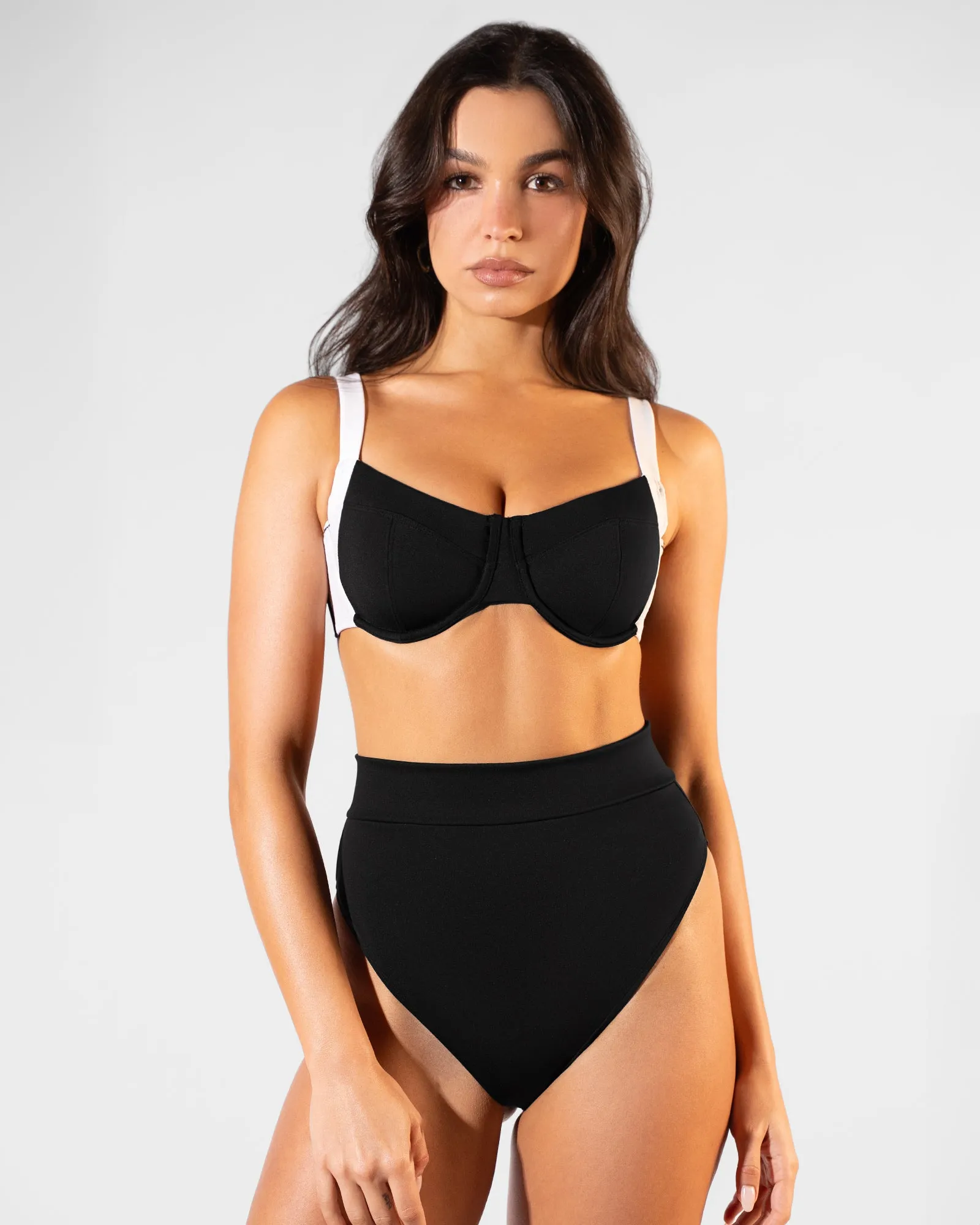 Lifty Tie Back Bikini Top - Black/White sold by TA3 product image thumbnail 4