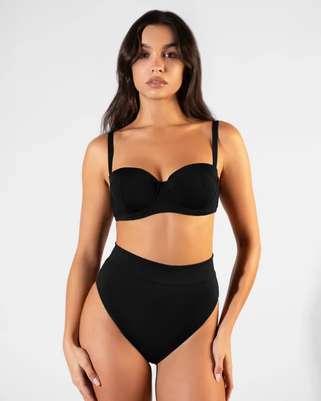 Hi Cut Adjustable Kini Bottom - Black sold by TA3