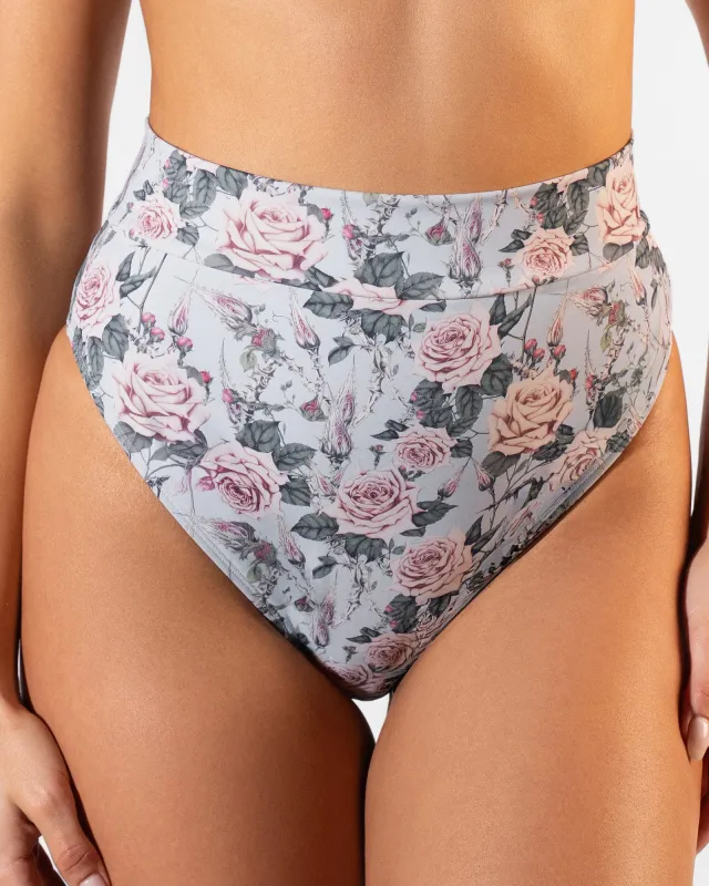 Hi Cut Adjustable Kini Bottom - Blue Thorny Rose sold by TA3