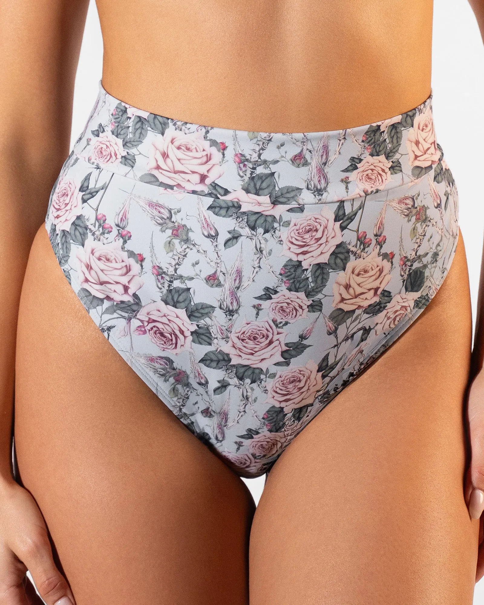 Hi Cut Adjustable Kini Bottom - Blue Thorny Rose sold by TA3