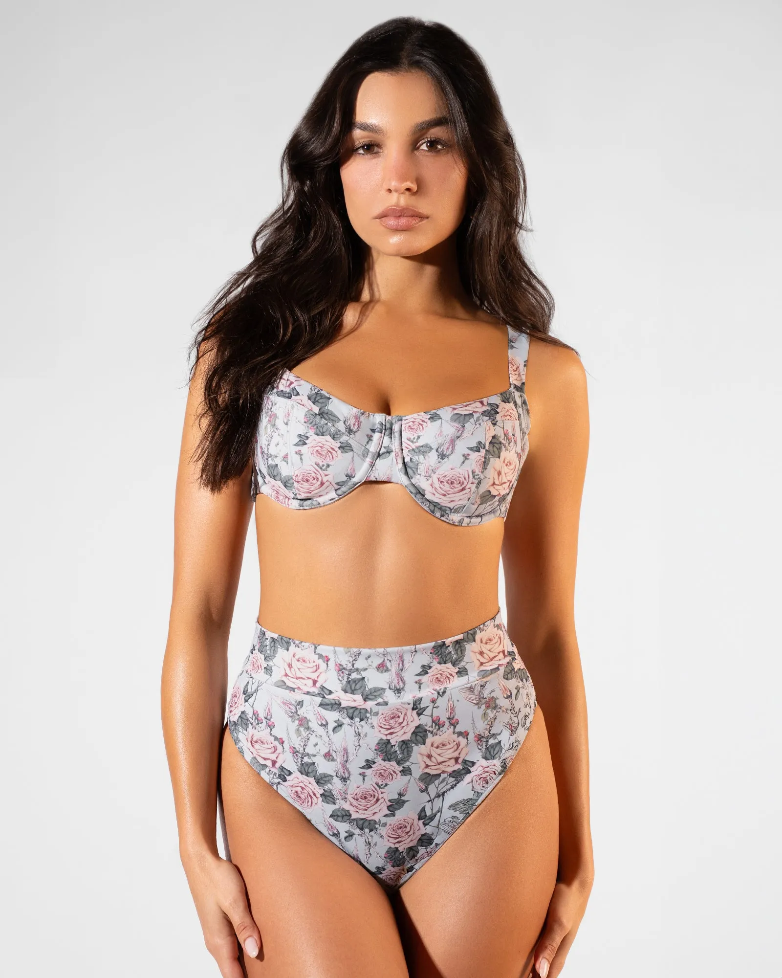 Hi Cut Adjustable Kini Bottom - Blue Thorny Rose sold by TA3 product image thumbnail 4