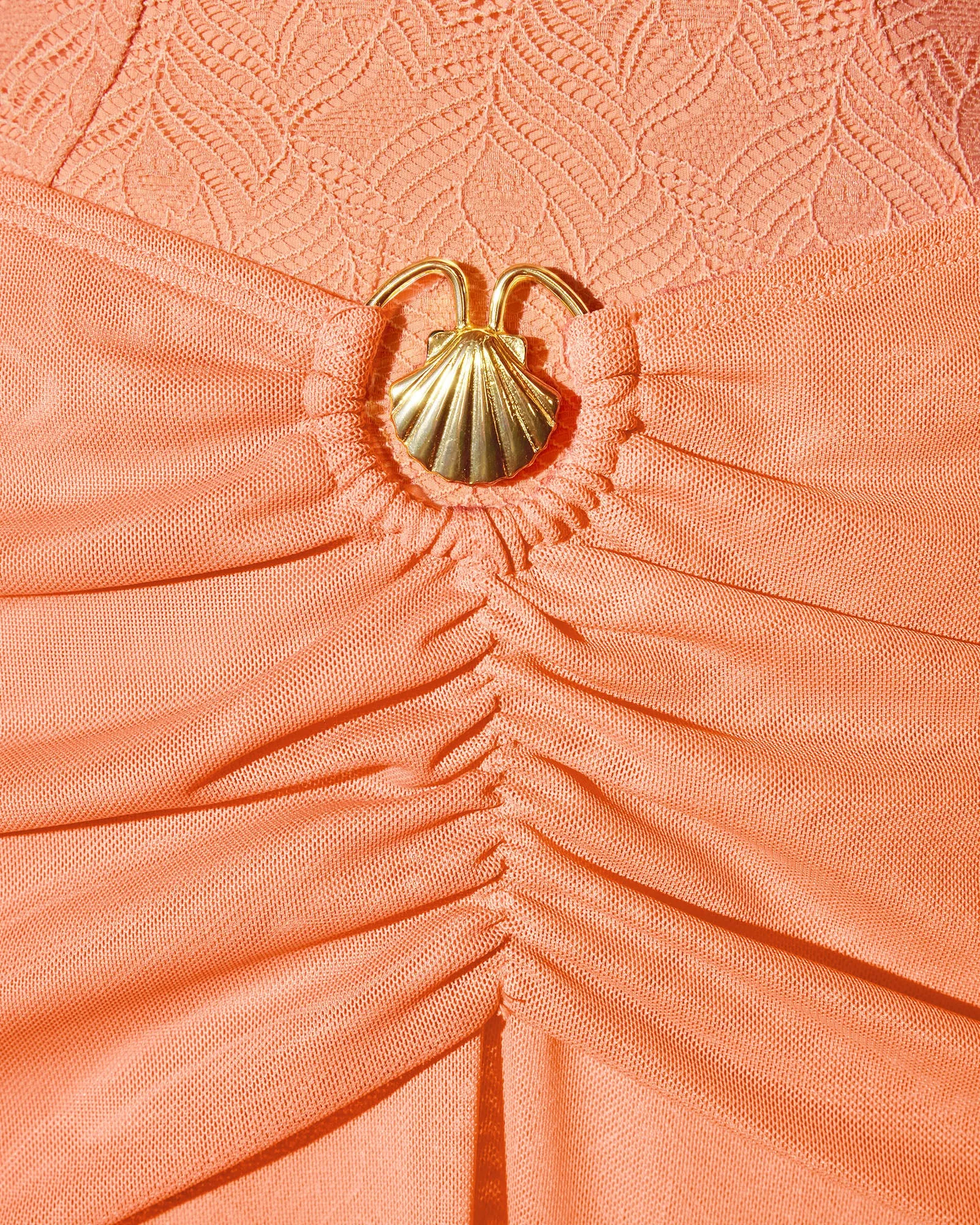 Mermaid Sheer Maxi Skirty - Mesh Papaya/Gold Seashell sold by TA3 product image thumbnail 2