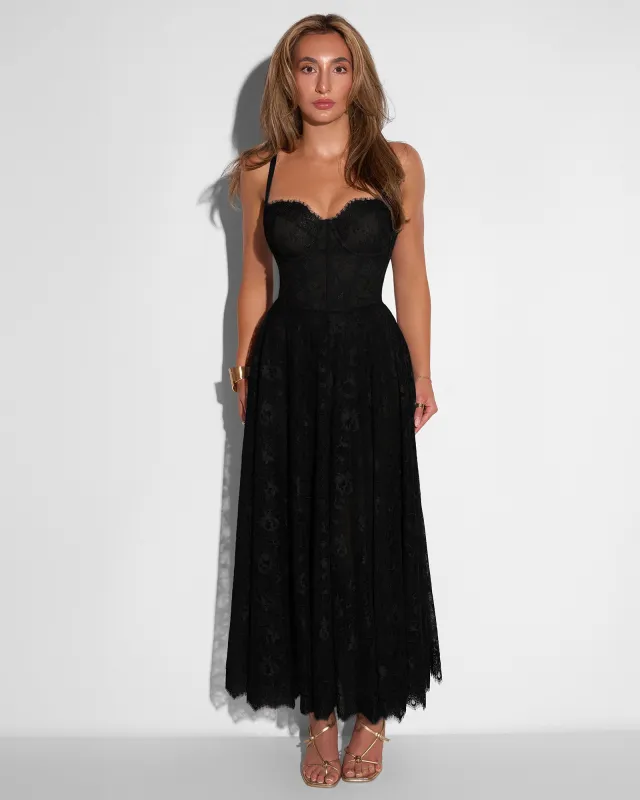 Bombshell Midi Dress - Lace Black made by TA3