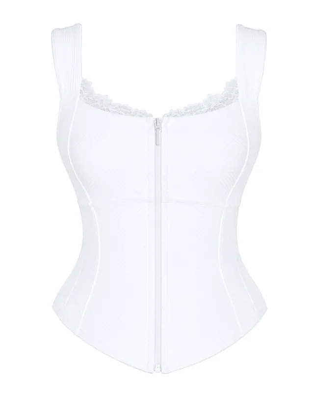 Corsety Seamed Tank - Lace Rib White made by TA3