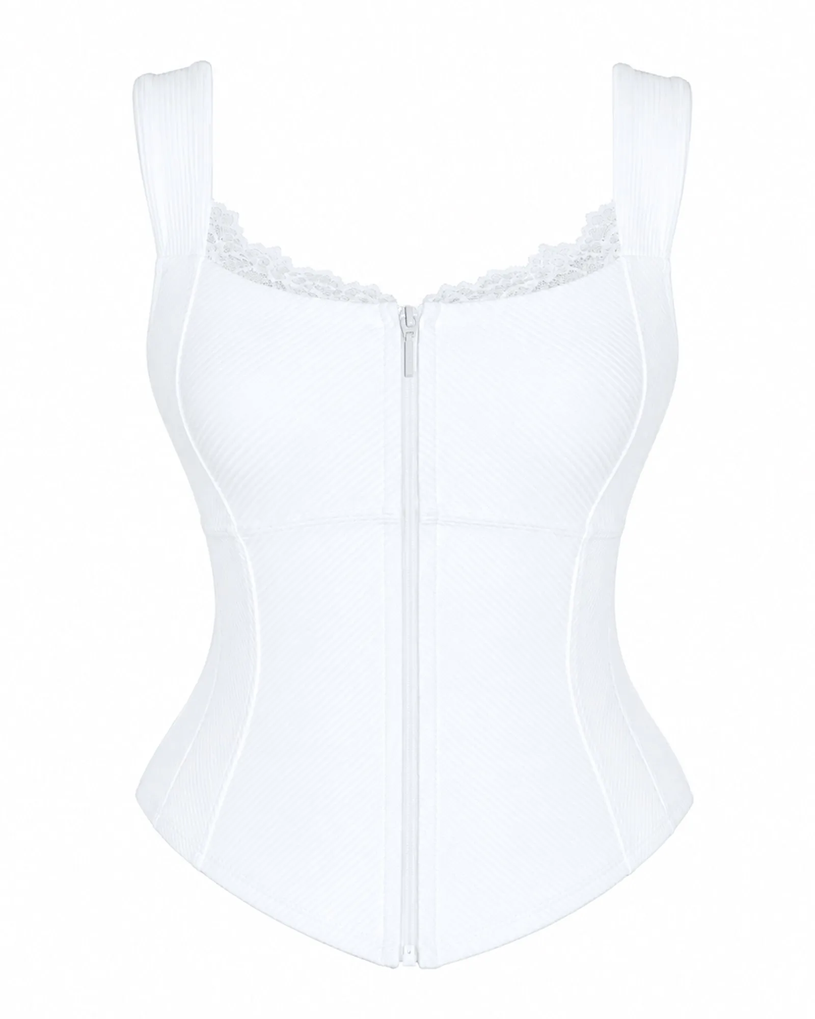 Corsety Seamed Tank - Lace Rib White sold by TA3