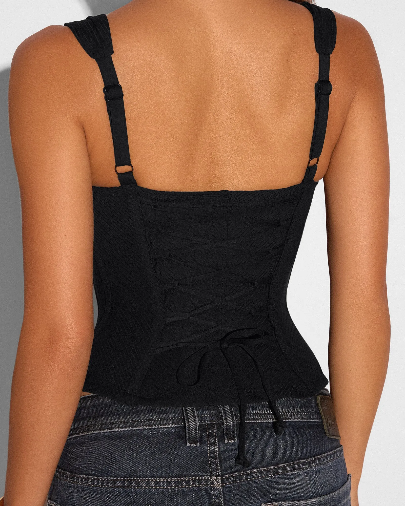 Corsety Seamed Tank - Lace Rib Black sold by TA3 product image thumbnail 2