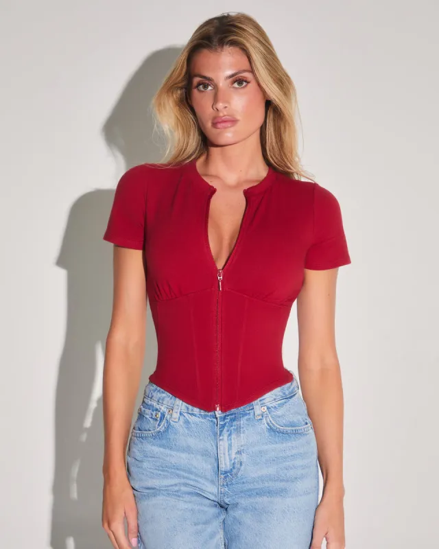 Short Sleeve Corsety Top - Ruby sold by TA3
