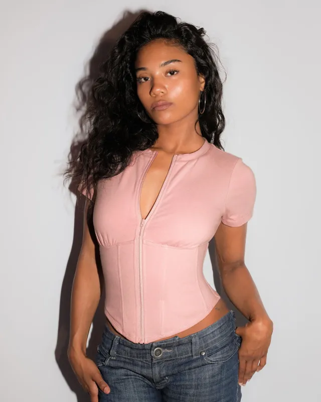 Short Sleeve Corsety Top - Dusty Rose sold by TA3