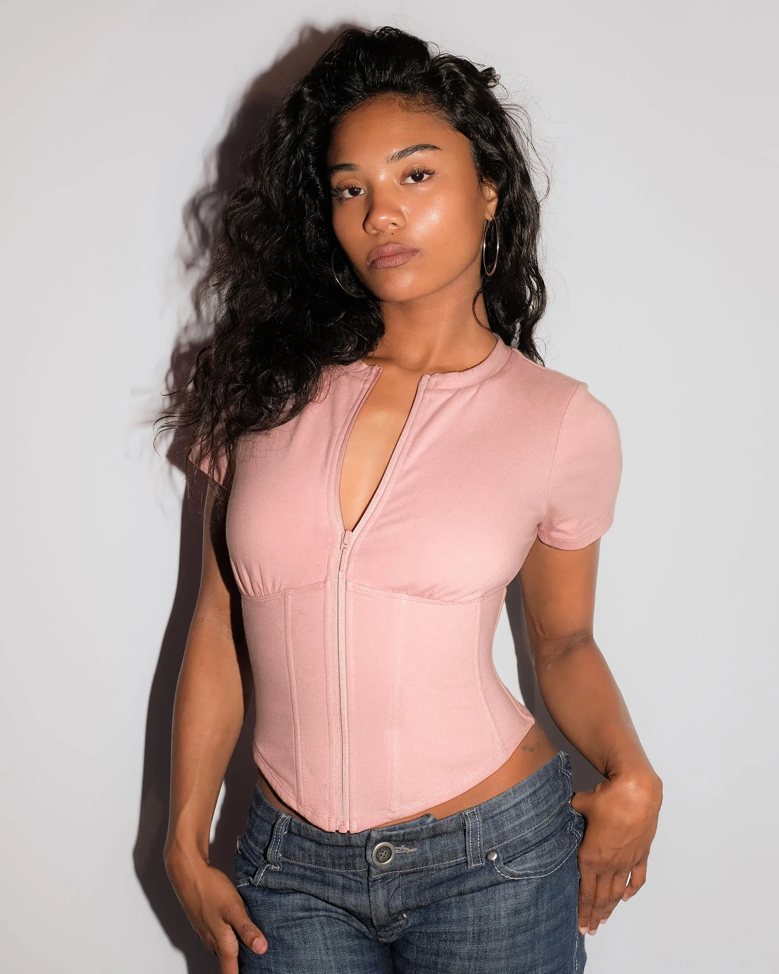 Short Sleeve Corsety Top - Dusty Rose sold by TA3