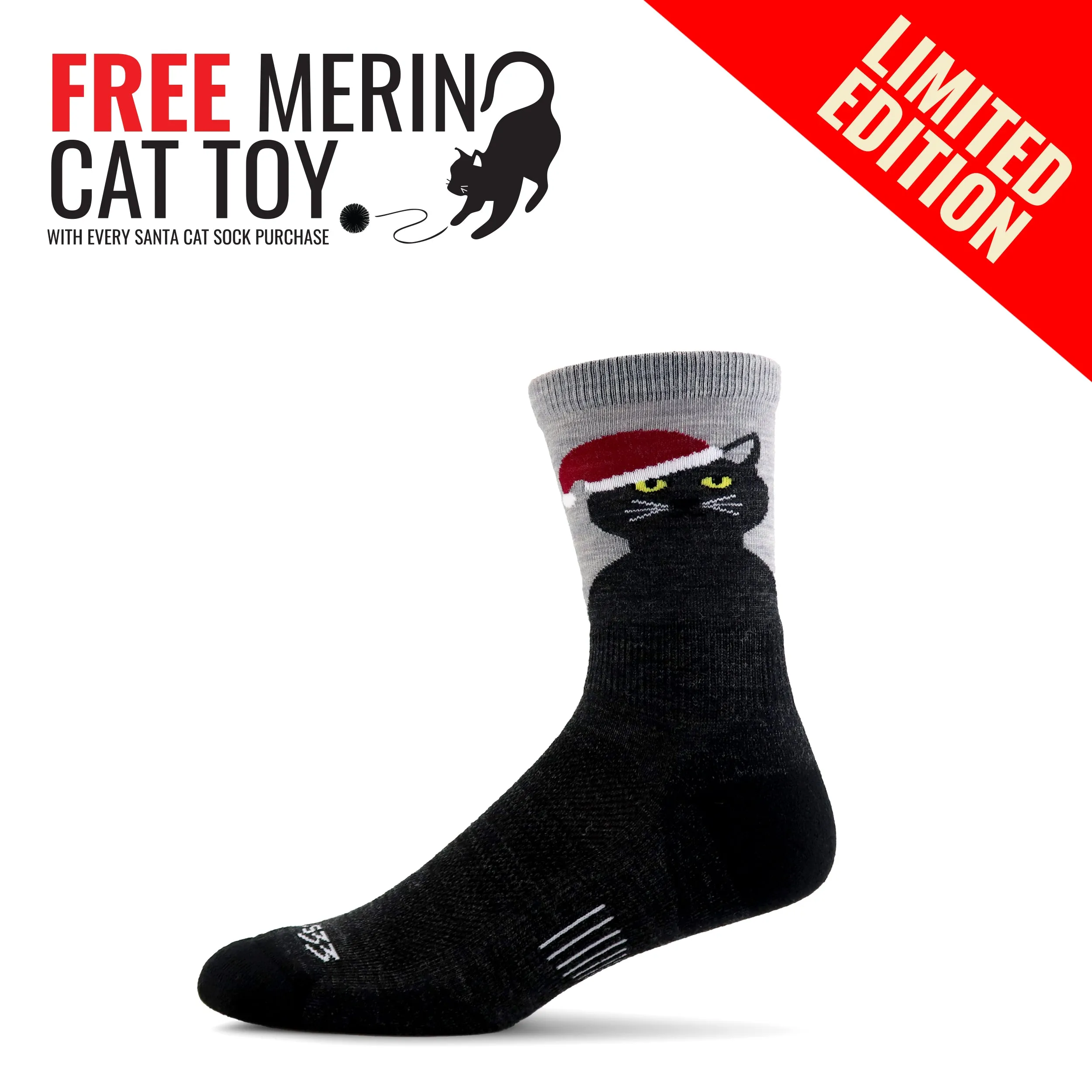 Santa Cat Socks - Micro Cushion Mini Crew sold by Minus33 Merino Wool product image thumbnail 2