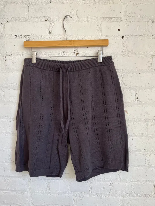 One of One / Drop Needle Feather Cotton Knit Full Fashioned Shorts Ash sold by Alex Crane