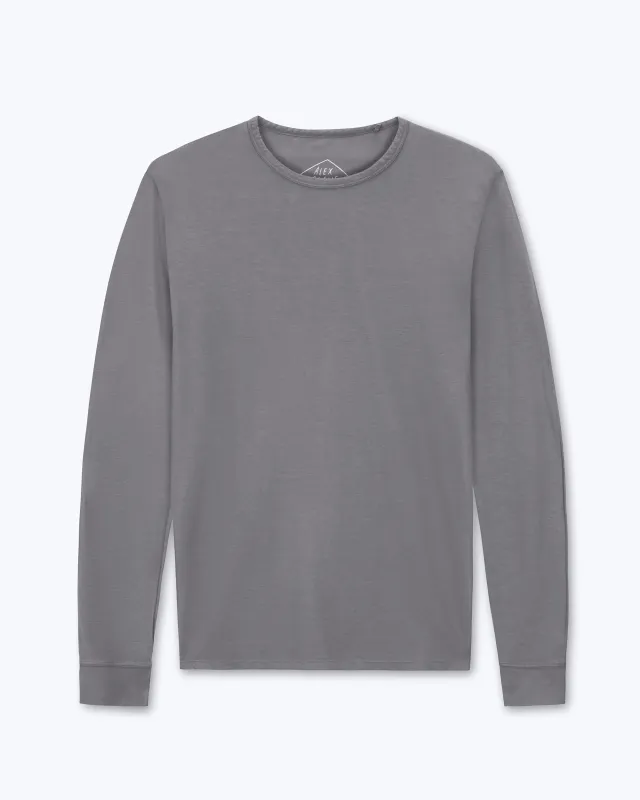 Long Sleeve Crepe Tee / Silver made by Alex Crane