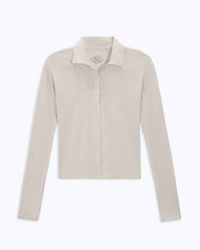 Women's Long Sleeve Knit Ola Shirt / Bone made by Alex Crane