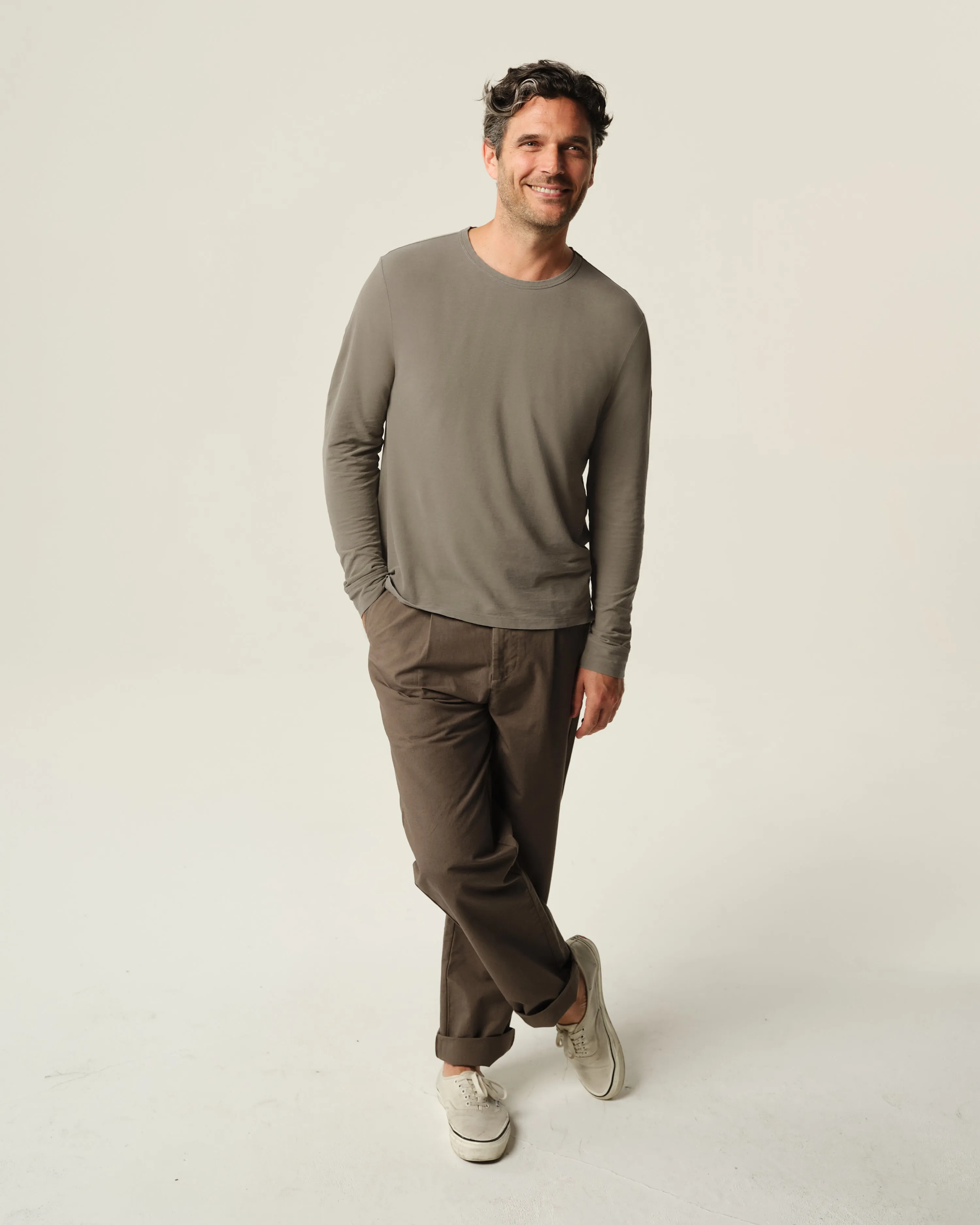 Long Sleeve Crepe Tee / Kelp sold by Alex Crane product image thumbnail 3
