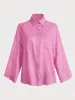 Pink Solid Color Pocket Shirt sold by BERLOOK