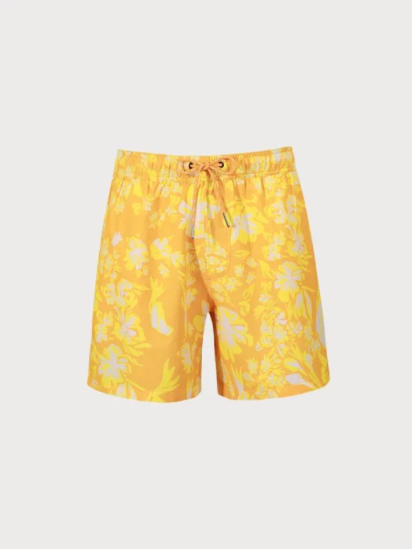 The Yellow Print Men's 5" Beach Swimming Trunks sold by BERLOOK