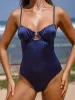 Navy Textured Cut Out One Pieces Swimwear sold by BERLOOK