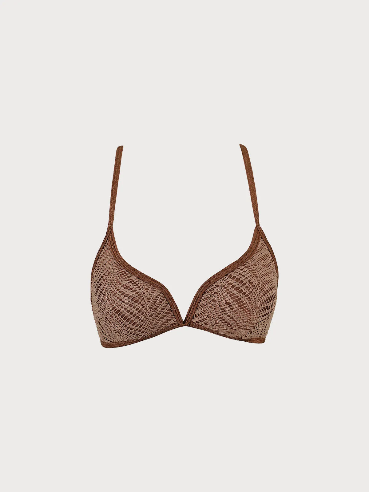 Brown Crochet Cross Back Bikini Top sold by BERLOOK product image thumbnail 4