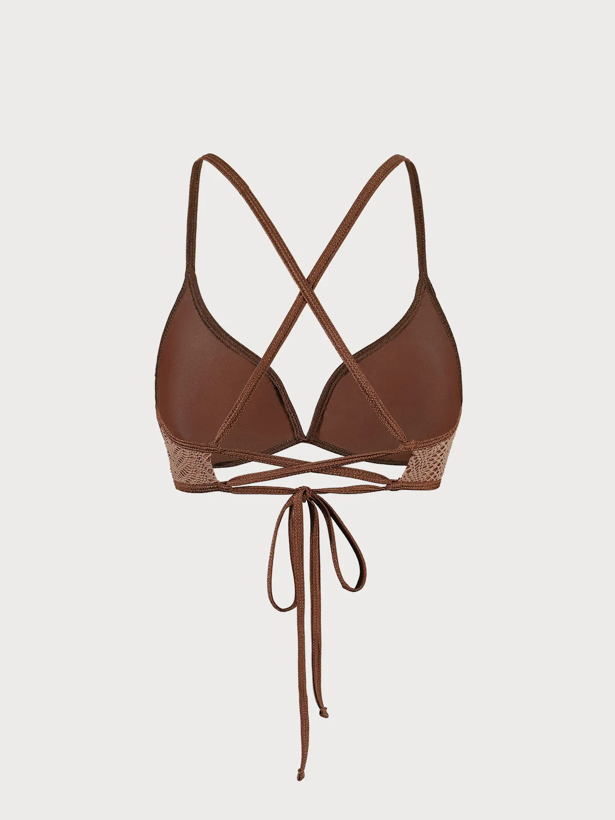 Brown Crochet Cross Back Bikini Top sold by BERLOOK product image thumbnail 5