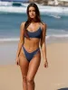 Navy Contrast Stitch Bikini Bottom sold by BERLOOK