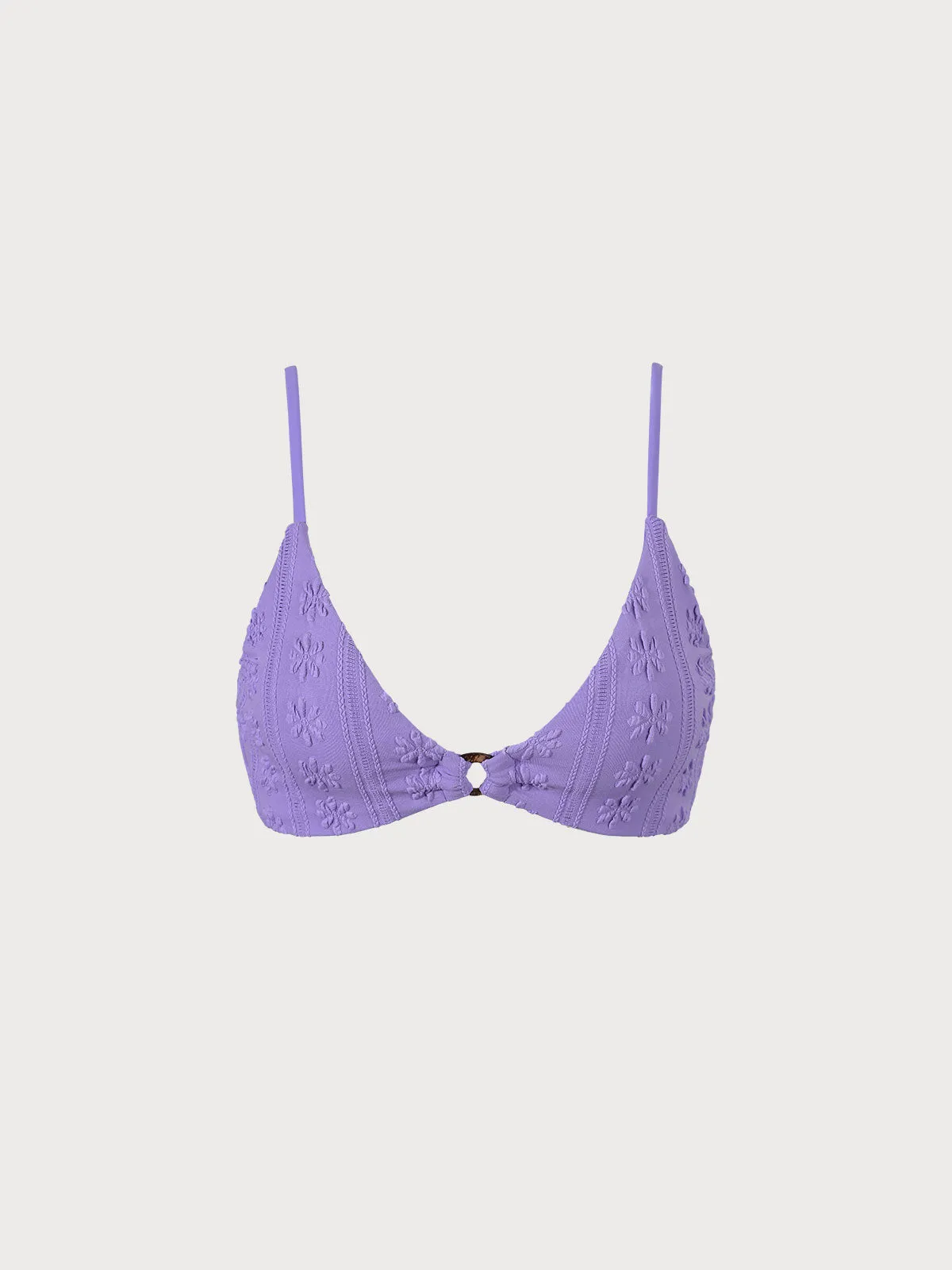 Purple Jacquard O-Ring Bikini Top sold by BERLOOK