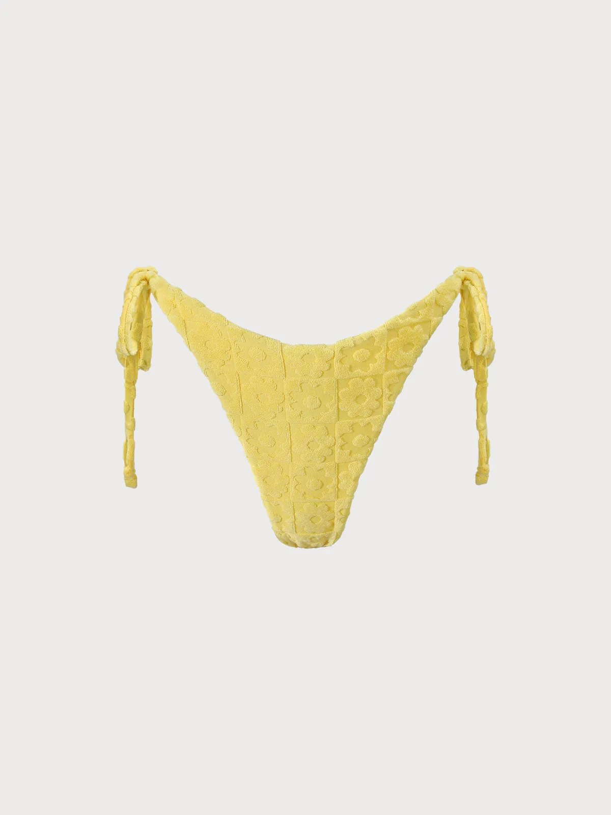 Yellow Floral Jacquar Tie Bikini Bottom sold by BERLOOK product image thumbnail 5