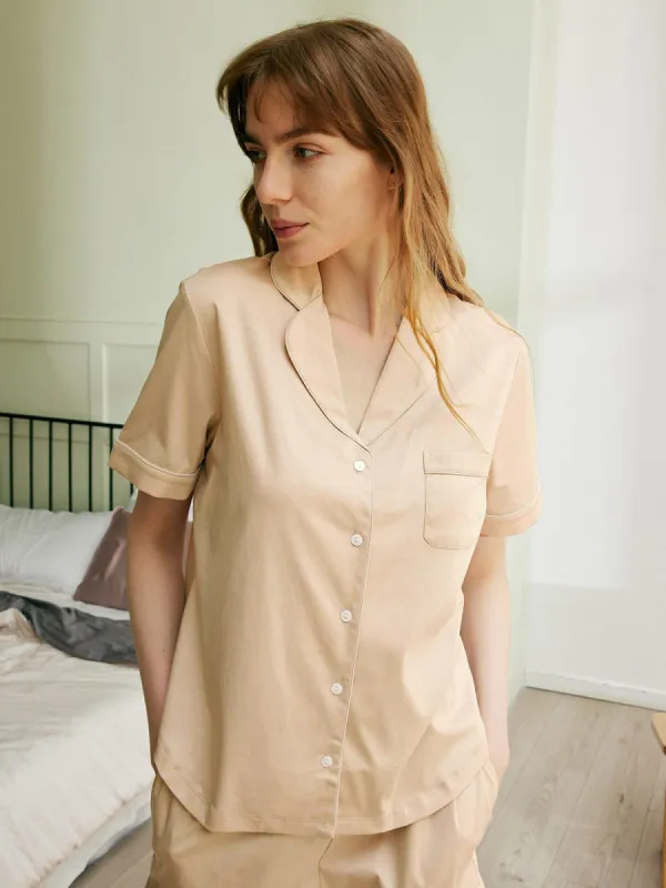Lapel Pocket Supima Cotton Pajama Shirt sold by BERLOOK