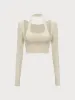Beige Halter Long Sleeve Top sold by BERLOOK