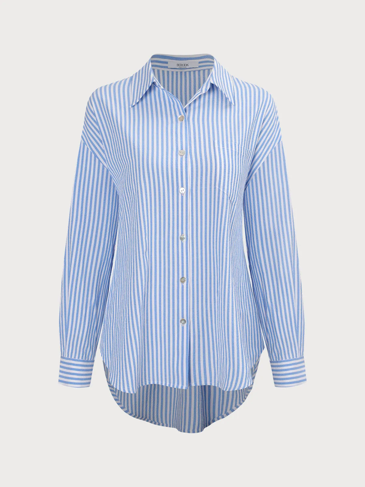 Shirt Collar Pocket Stripe Cover Up sold by BERLOOK product image thumbnail 5