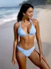 Blue Ruched Low Waisted Bikini Bottom sold by BERLOOK