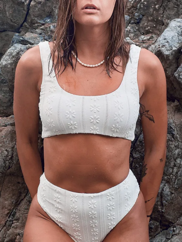 Textured Scoop Neck Bikini Top sold by BERLOOK