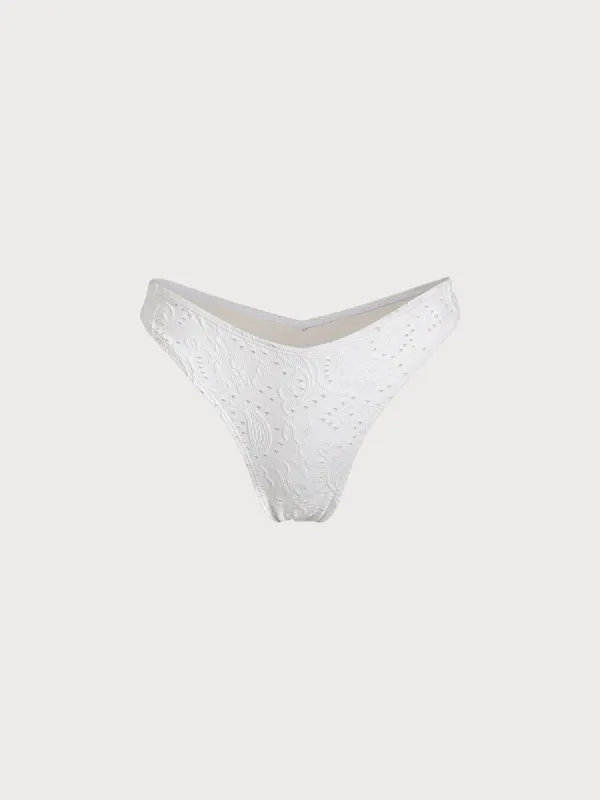 White V-Cut Textured Bikini Bottom sold by BERLOOK