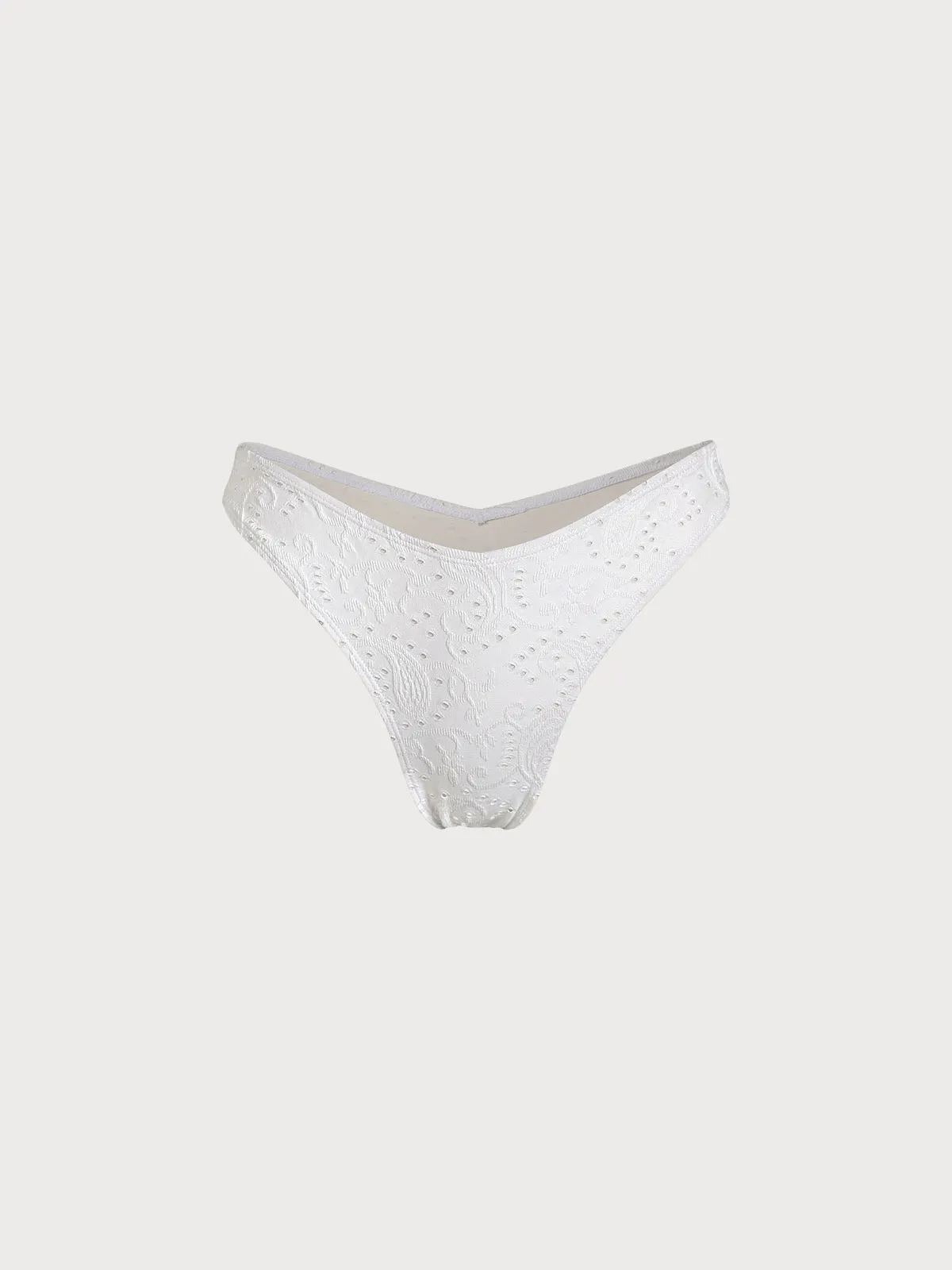 White V-Cut Textured Bikini Bottom sold by BERLOOK