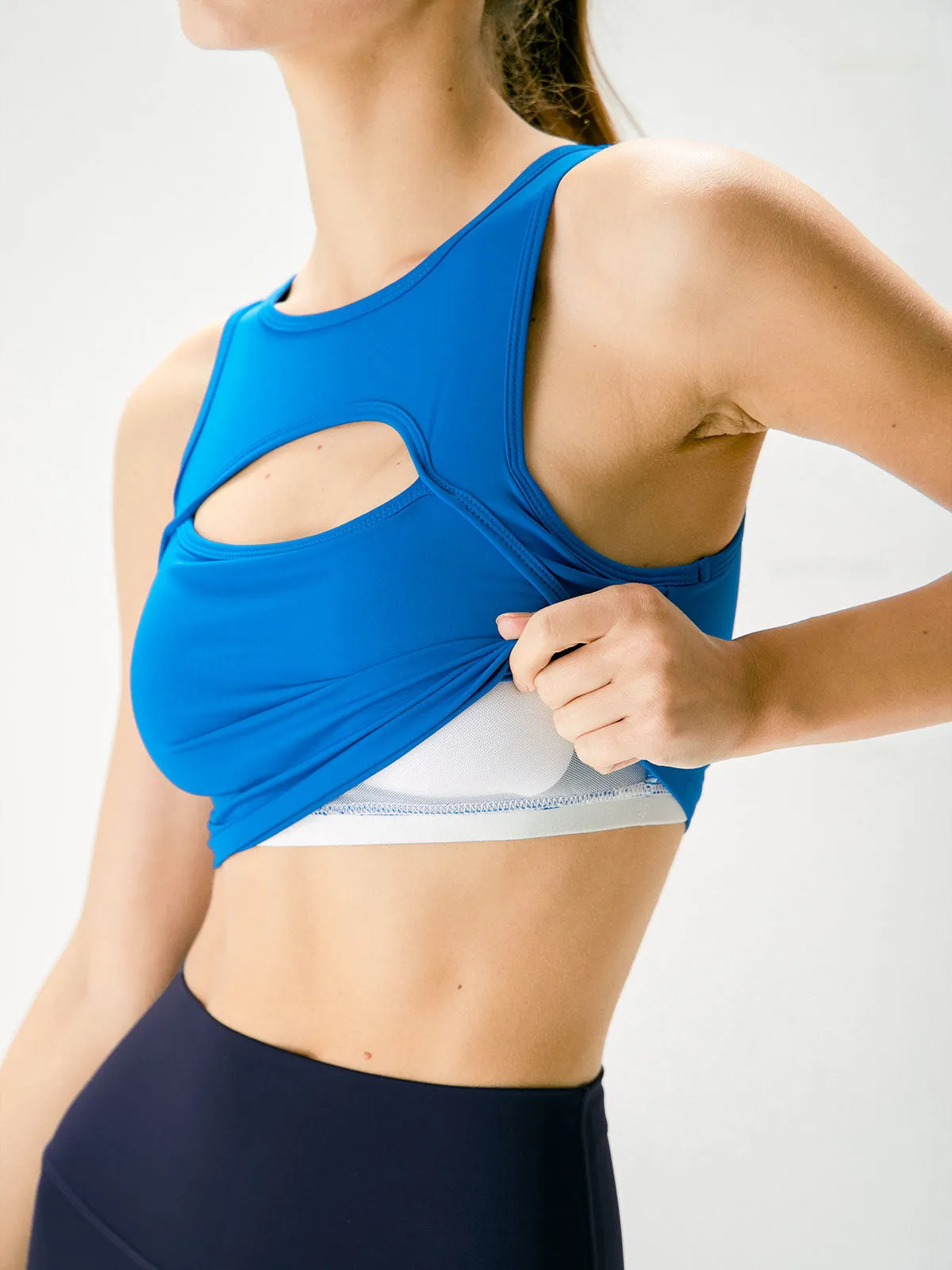 Navy Round Neck Cut-Out Tank Top sold by BERLOOK product image thumbnail 3