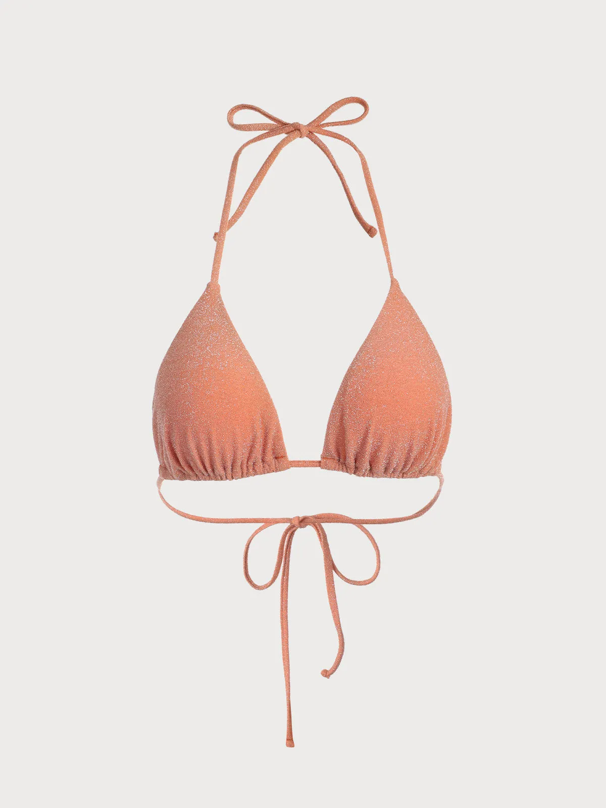 Orange Lurex Halter Triangle Bikini Top sold by BERLOOK product image thumbnail 5