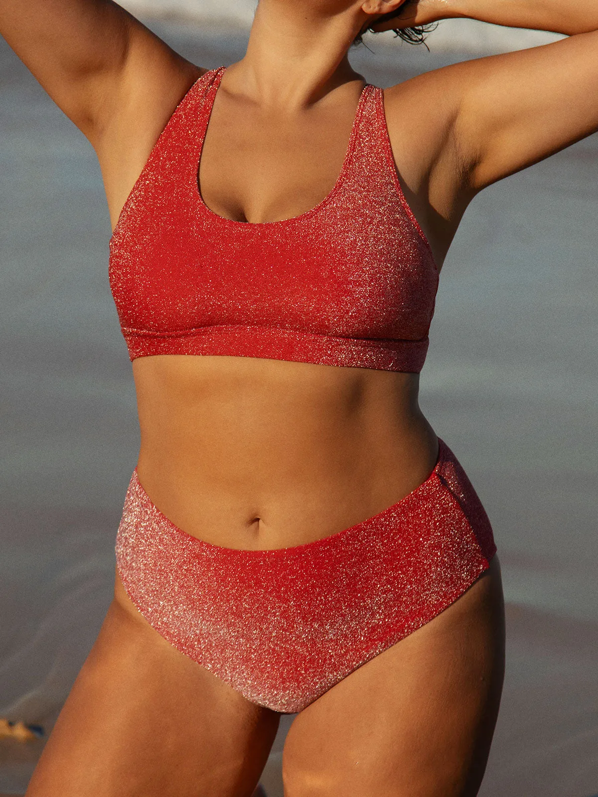 Red Lurex Plus Size Bikini Bottom sold by BERLOOK product image thumbnail 3