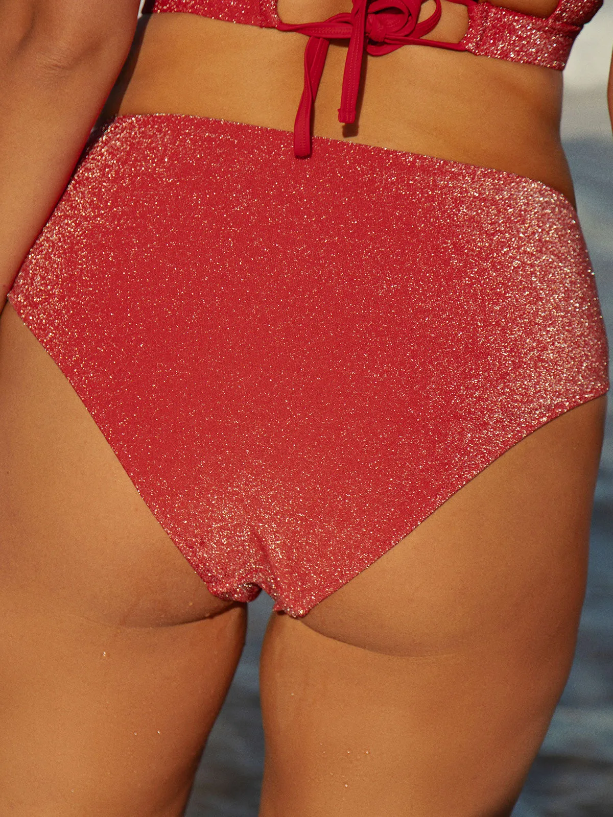 Red Lurex Plus Size Bikini Bottom sold by BERLOOK product image thumbnail 2