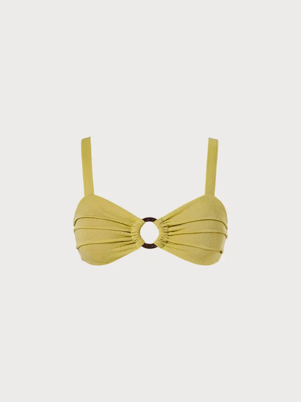 Yellow Ruched Cutout Push Up Bikini Top sold by BERLOOK