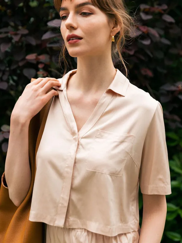 Pocket Viscose Crop Blouse sold by BERLOOK