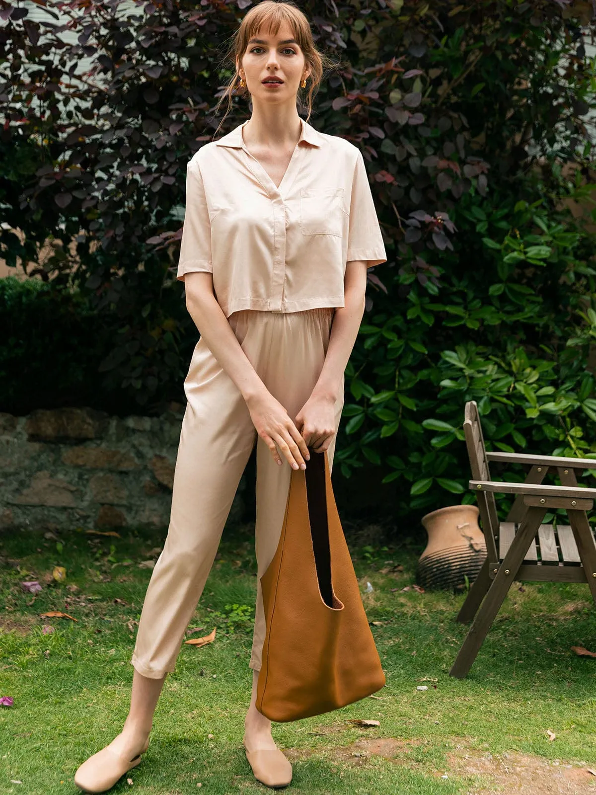 Pocket Viscose Crop Blouse sold by BERLOOK product image thumbnail 4